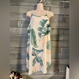 Women's Shein High-Low Halter Dress - White Tropical, M